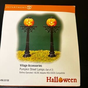 Department 56 Halloween Pumpkin Street Lamps - New in box
